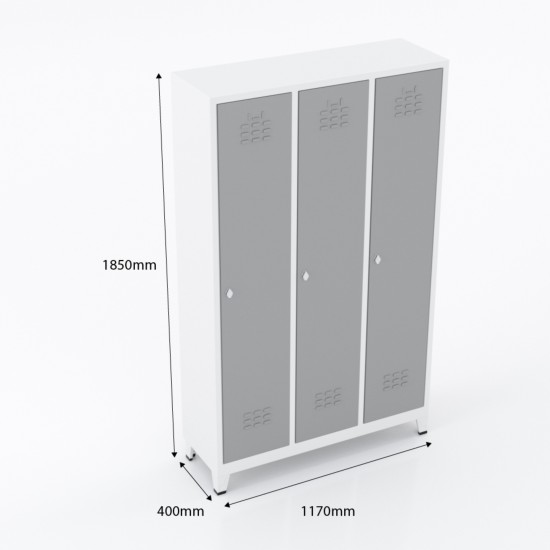 Usta Çelik 3'Lü Standart Soyunma Dolabı U-S03 1170x400x1880mm