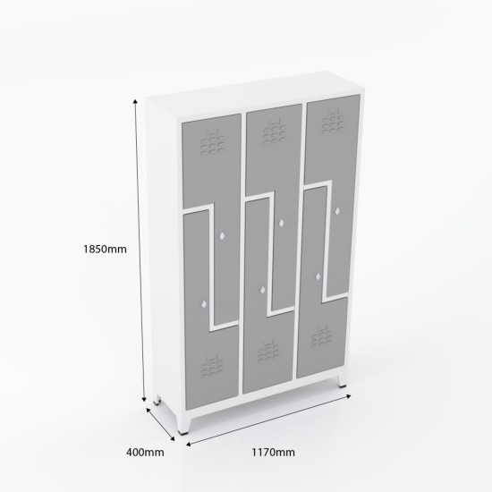 Usta Çelik 6'lı Z Tipi Soyunma Dolabı U-Z06 1170x400x1850mm Altılı